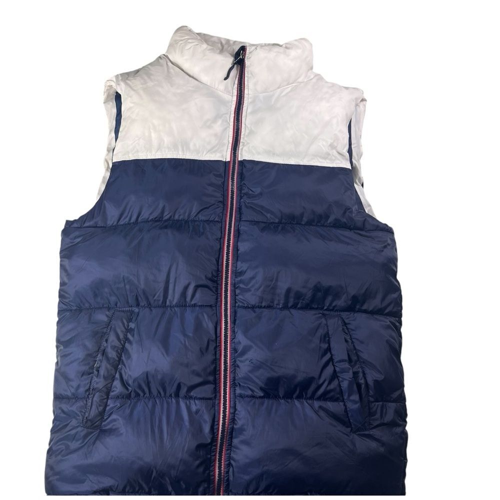 Champion Puffer Vest Men’s Medium Blue White Zip Warm Outdoor